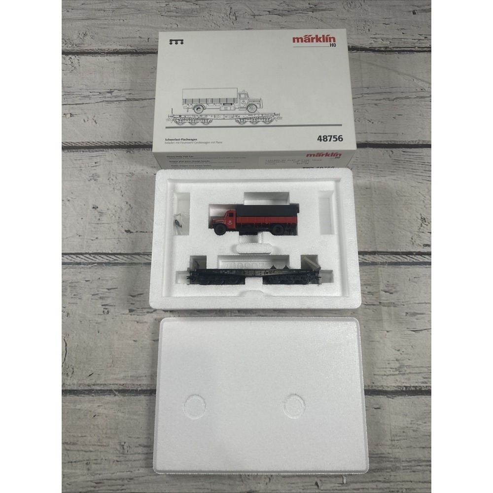 Märklin H0 48756 DB Heavy-Duty Flat Car w/ MAN F8 Fire Truck MHI Exclusive NIB
